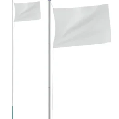 Clearance The Living Store sektionsinddelt flagstang 6,23 m aluminium sølvfarvet - Flag & vimpler Flag & Vindposer