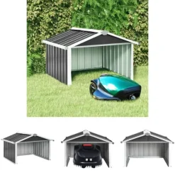 New The Living Store skur til robotplæneklipper 92x97x63 cm galvaniseret stål grå - Skure & Redskabsskure Skure, Garager & Carports
