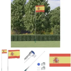 Flag & Vindposer^The Living Store Spanien flag og flagstang 5,55 m aluminium - Flag & vimpler