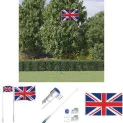 Flag & Vindposer^The Living Store Storbritannien flag og flagstang 5,55 m aluminium - Flag & vimpler
