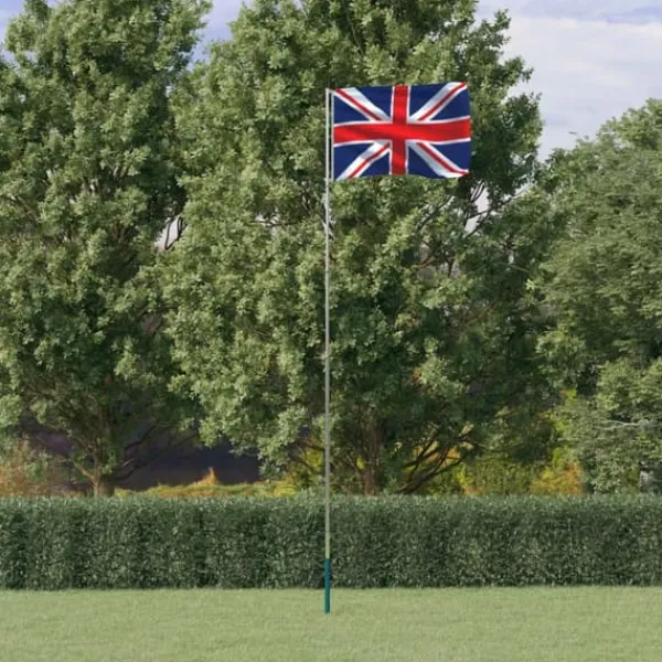 Flag & Vindposer^The Living Store Storbritannien flag og flagstang 5,55 m aluminium - Flag & vimpler