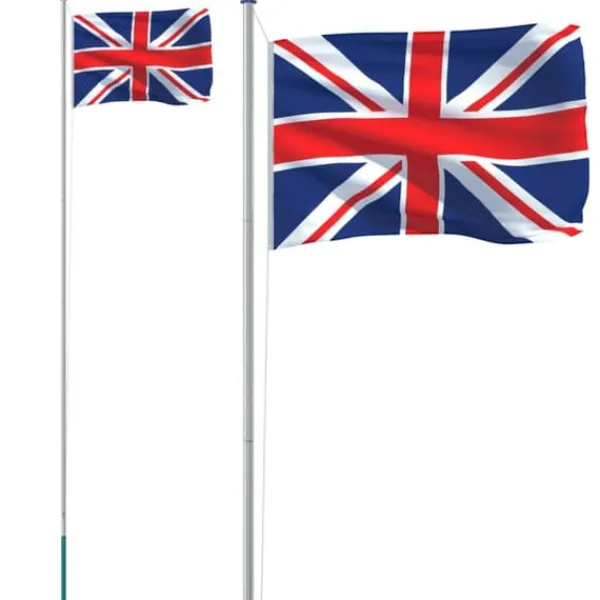 Flag & Vindposer^The Living Store Storbritannien flag og flagstang 6,23 m aluminium - Flag & vimpler