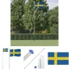 Flag & Vindposer^The Living Store Sverige flag og flagstang 6,23 m aluminium - Flag & vimpler