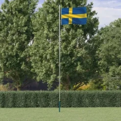 Flag & Vindposer^The Living Store Sverige flag og flagstang 6,23 m aluminium - Flag & vimpler