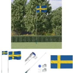 Sale The Living Store Sverige flag og flagstang 5,55 m aluminium - Flag & vimpler Flag & Vindposer