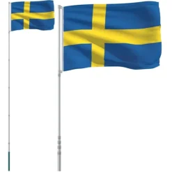 Sale The Living Store Sverige flag og flagstang 5,55 m aluminium - Flag & vimpler Flag & Vindposer