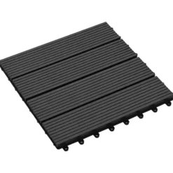 Havedekorationer^The Living Store terrassefliser 11 stk. WPC 30 x 30 cm 1 m2 sort - Gulve