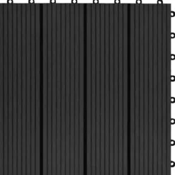 Havedekorationer^The Living Store terrassefliser 11 stk. WPC 30 x 30 cm 1 m2 sort - Gulve