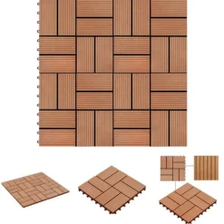 Discount The Living Store terrassefliser 11 stk. WPC 30 x 30 cm 1 m2 teakfarvet - Gulve Havedekorationer