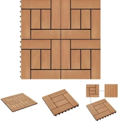 Havedekorationer^The Living Store terrassefliser 22 stk. 30 x 30 cm 2 m2 WPC teakfarve - Gulve