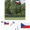 The Living Store Tjekkiet flag og flagstang 6,23 m aluminium - Flag & vimpler Flag & Vindposer