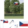 Flag & Vindposer^The Living Store Tjekkiet flag og flagstang 5,55 m aluminium - Flag & vimpler