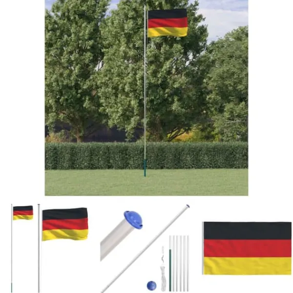 Flag & Vindposer^The Living Store Tyskland flag og flagstang 6,23 m aluminium - Flag & vimpler