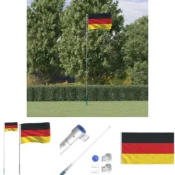 Flag & Vindposer^The Living Store Tyskland flag og flagstang 5,55 m aluminium - Flag & vimpler