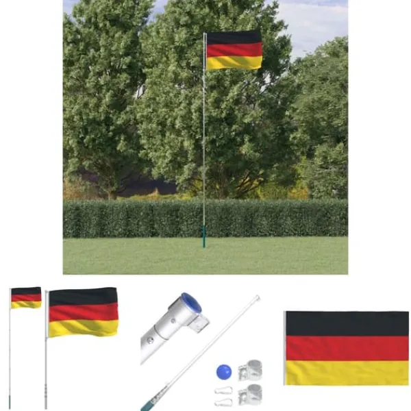 Flag & Vindposer^The Living Store Tyskland flag og flagstang 5,55 m aluminium - Flag & vimpler