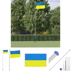 Flag & Vindposer^The Living Store Ukraine flag og flagstang 6,23 m aluminium - Flag & vimpler