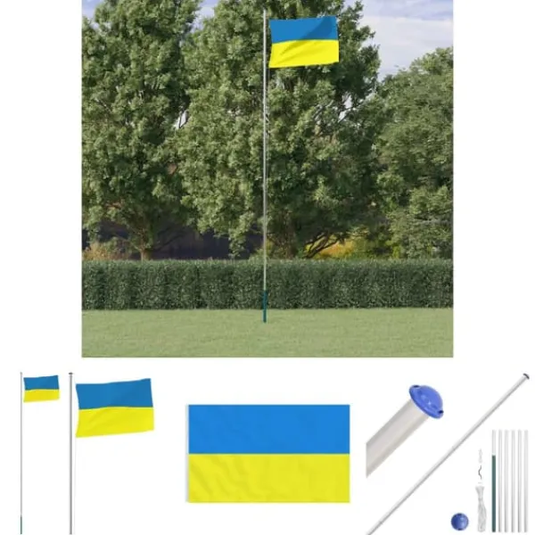 Flag & Vindposer^The Living Store Ukraine flag og flagstang 6,23 m aluminium - Flag & vimpler
