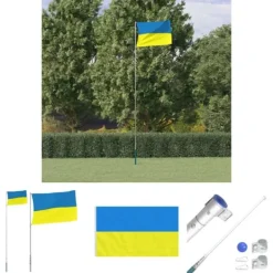 Best The Living Store Ukraine flag og flagstang 5,55 m aluminium - Flag & vimpler Flag & Vindposer