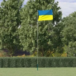 Best The Living Store Ukraine flag og flagstang 5,55 m aluminium - Flag & vimpler Flag & Vindposer