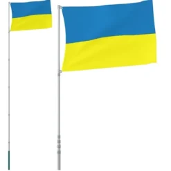 Best The Living Store Ukraine flag og flagstang 5,55 m aluminium - Flag & vimpler Flag & Vindposer