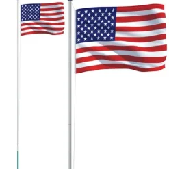 Outlet The Living Store USA flag og flagstang 6,23 m aluminium - Flag & vimpler Flag & Vindposer