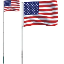 Flag & Vindposer^The Living Store USA flag og flagstang 5,55 m aluminium - Flag & vimpler