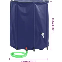 Regntønder^The Living Store vandtank med hane sammenfoldelig 1250 l PVC - Vandingsartikler