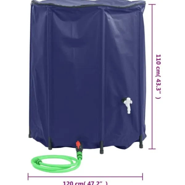 Regntønder^The Living Store vandtank med hane sammenfoldelig 1250 l PVC - Vandingsartikler