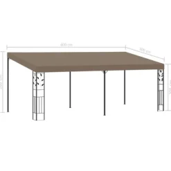 Telte & Lysthuse^The Living Store vægmonteret pavillon 6x3x2,5 m gråbrun - Festtelte & havepavilloner