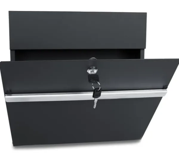 Discount Tofarvet postkasse, elegant, firkantet, med åbningsflap, avisholder Postkasser & Brevindkast