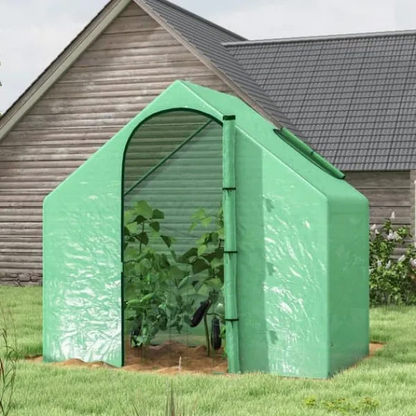 Drivhus^Tomatdrivhus 180x100x168 cm, stål/PVC, med dør & vindue – havedrivhus