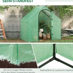Drivhus^Tomatdrivhus 180x100x168 cm, stål/PVC, med dør & vindue – havedrivhus