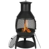 Clearance 22-tommer Chiminea, Udendørs Jernpejs, med Grillnet & Skorsteensfrakke Pejse