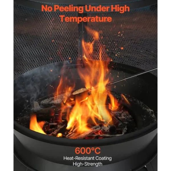 Clearance 22-tommer Chiminea, Udendørs Jernpejs, med Grillnet & Skorsteensfrakke Pejse