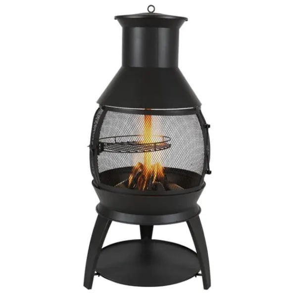 Clearance 22-tommer Chiminea, Udendørs Jernpejs, med Grillnet & Skorsteensfrakke Pejse