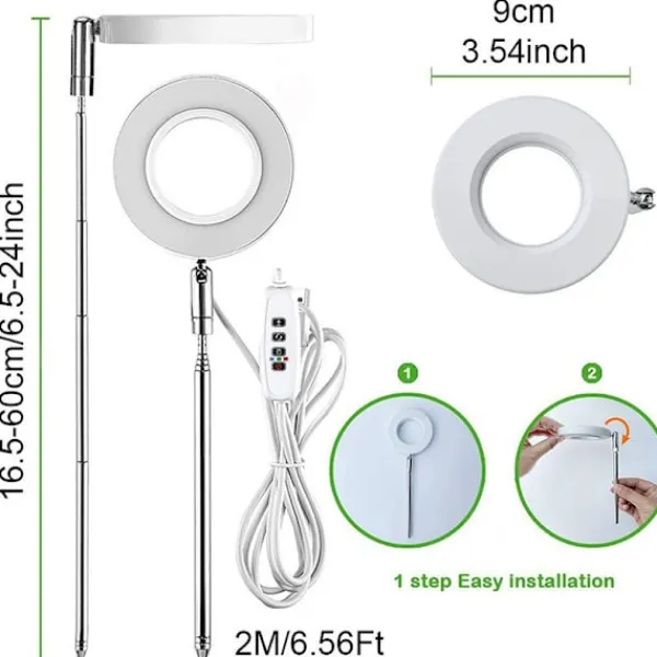 Kit Til Plante- & Urtedyrkning^3,5-tommers hvidt varmt lys 5W justerbar plantelys med USB og timer