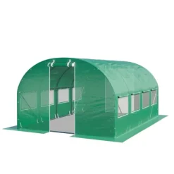 Drivhus^TOOLPORT Tunneldrivhus Drivhus 3x4m stabilt & holdbart med vindue - 180 g/m² tyk PE-presenning grøn transparent
