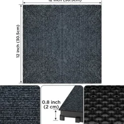 Discount Tæppe Gulvfliser 12 "til terrassegulv, DIY modulære forbindelsesfliser, nem og hurtig installation, Fliser til terrasse ved poolen, balkon, have, Havedekorationer