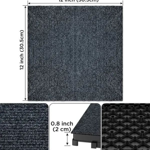 Discount Tæppe Gulvfliser 12 "til terrassegulv, DIY modulære forbindelsesfliser, nem og hurtig installation, Fliser til terrasse ved poolen, balkon, have, Havedekorationer