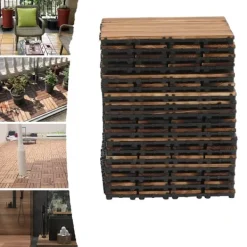 Sale Træ Interlocking Patio Dækfliser, 12x12 tommer, 36 PCS, Plade Tykkelse 8,66 mm, Maksimal Bæreevne 3T, Vandtæt Havedekorationer