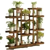 Plantestativer^Træ Planteholder, 11 Hylder, Vejrbestandigt Design,BRUN