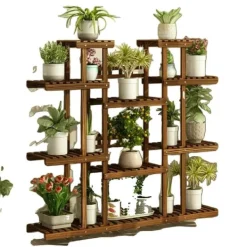 Plantestativer^Træ Planteholder, 11 Hylder, Vejrbestandigt Design,BRUN