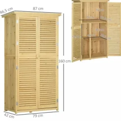 Skure, Garager & Carports^Træ redskabsskur m. asfalt tag, 4 rum, natur, 87x46,5x160cm