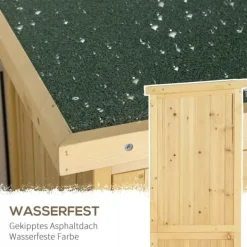 Skure, Garager & Carports^Træ redskabsskur m. asfalt tag, 4 rum, natur, 87x46,5x160cm
