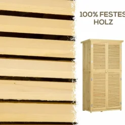 Skure, Garager & Carports^Træ redskabsskur m. asfalt tag, 4 rum, natur, 87x46,5x160cm