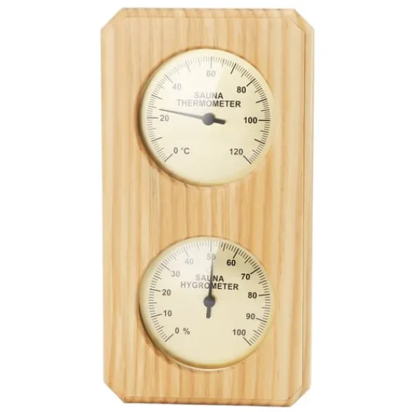 Sauna^Træ Sauna Hygrothermograph Guldplade 0 til 120 Celsius 0 til 100 Luftfugtighed Sauna Termometer til indendørs familie