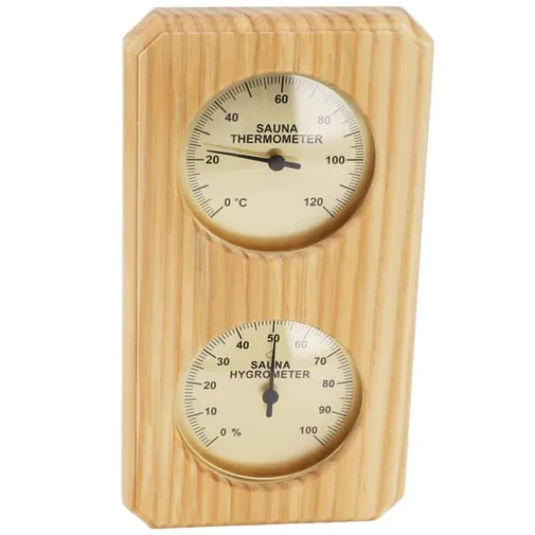 Sauna^Træ Sauna Hygrothermograph Guldplade 0 til 120 Celsius 0 til 100 Luftfugtighed Sauna Termometer til indendørs familie