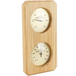 Sauna^Træ Sauna Hygrothermograph Guldplade 0 til 120 Celsius 0 til 100 Luftfugtighed Sauna Termometer til indendørs familie