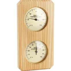 Sauna^Træ Sauna Hygrothermograph Guldplade 0 til 120 Celsius 0 til 100 Luftfugtighed Sauna Termometer til indendørs familie