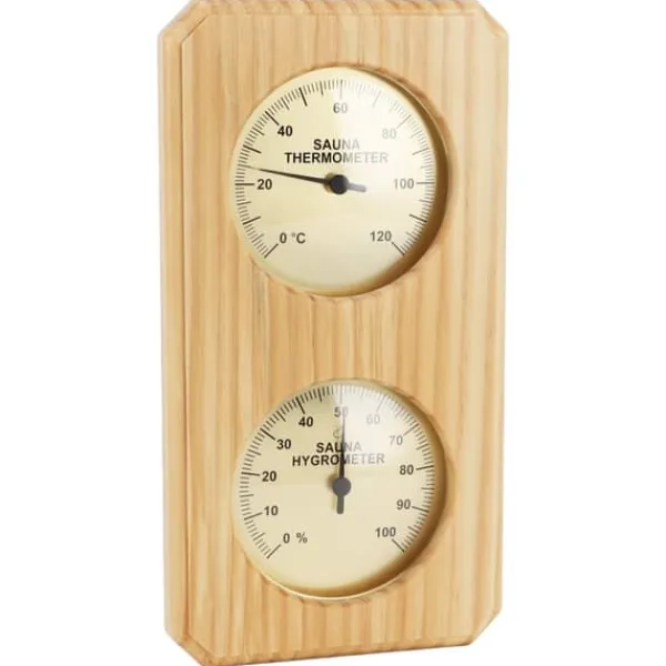 Sauna^Træ Sauna Hygrothermograph Guldplade 0 til 120 Celsius 0 til 100 Luftfugtighed Sauna Termometer til indendørs familie